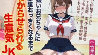 RJ01358412 img main 320x180 - 大嫌いお兄ちゃんに、お腹おっきくなるまでわからせられる生意気JK【寝取られ快楽堕ち調教】